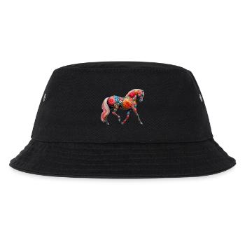 Horse decorated with flowers - Kids’ Bucket Hat - black - Front