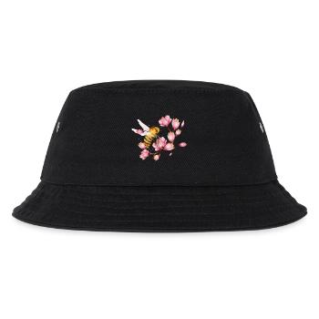 fliegende Biene mit Magnolien von Hand gezeichnet - Kinder Bucket Hat - Schwarz - Vorne