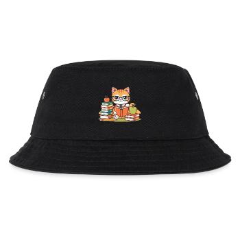 Zurück in die Schule: Fleißiger Katzen-Cartoon - Kinder Bucket Hat - Schwarz - Vorne