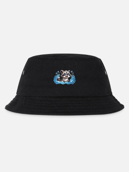 Kleiner Waschbär beim Planschen - Kinder Bucket Hat - Schwarz