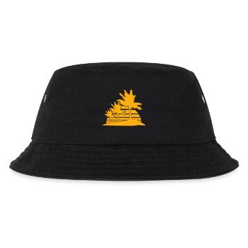 3 Palmen Insel Baum Streifen Sonne Sonnenuntergang - Kinder Bucket Hat - Schwarz - Vorne