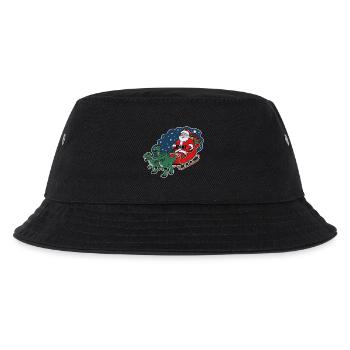 Santa Claus riding a sleigh pulled by dinosaurs - Kids’ Bucket Hat - black - Front
