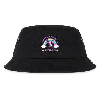 Unicorn Ich liebe es, im Mittelpunkt der Aufmerksamkeit zu stehen - Kinder Bucket Hat - Schwarz - Vorne