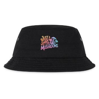 Pilz Pilze Funghi Champignon - Kinder Bucket Hat - Schwarz - Vorne
