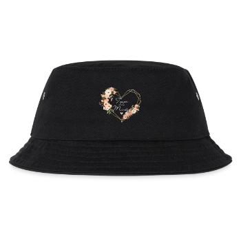 Brautteam Goldenes Herz Blumen - Kinder Bucket Hat - Schwarz - Vorne