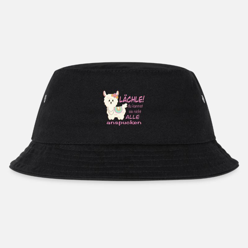 Lama Lächle! lustiger Spruch - Kinder Bucket Hat - Schwarz