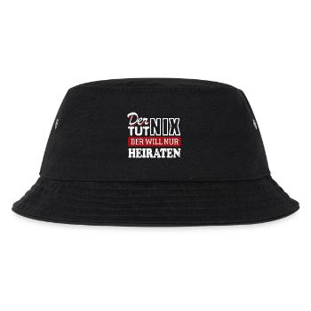Der tut nix, der will nur heiraten - JGA Spruch - Kinder Bucket Hat - Schwarz - Vorne