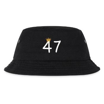 Goldene Krone über Zahl 47 Design - Kinder Bucket Hat - Schwarz - Vorne