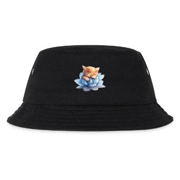 Kitten resting on blue succulents - Kids’ Bucket Hat - black - Front
