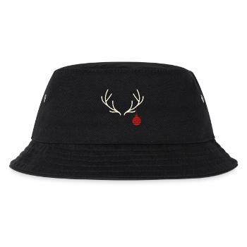 Geweih mit roter Weihnachtskugel – Yule Stil - Kinder Bucket Hat - Schwarz - Vorne