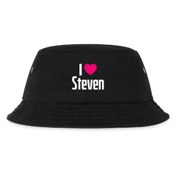 I Love Steven Pinkes Herz Ich liebe Steven - Kinder Bucket Hat - Schwarz - Vorne