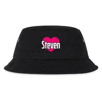 I Love Steven Pinkes Herz Ich liebe Steven - Kinder Bucket Hat - Schwarz - Vorne