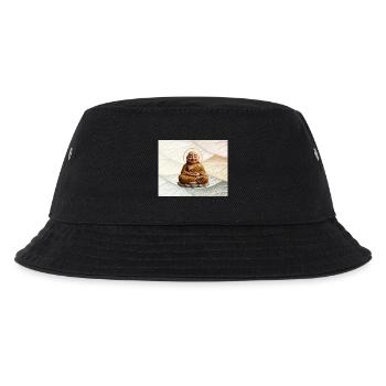 Buddha auf Blattmuster - Kinder Bucket Hat - Schwarz - Vorne