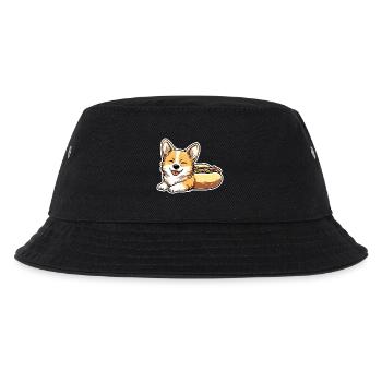 Cute Corgi Hot Dog Bun Sticker - Kids’ Bucket Hat - black - Front