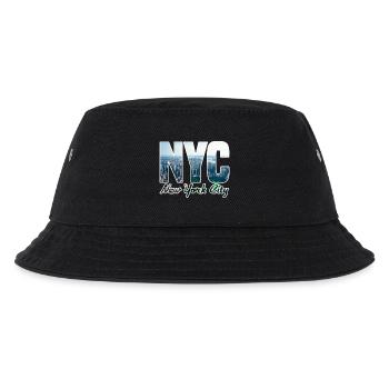 NYC Skyline Blockbuchstaben - Kinder Bucket Hat - Schwarz - Vorne