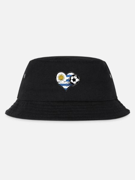 Uruguay Flagge Fußball mit Herz used - Kinder Bucket Hat - Schwarz