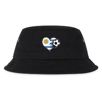 Uruguay Flagge Fußball mit Herz - Kinder Bucket Hat - Schwarz - Vorne
