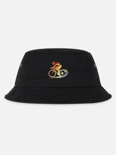 Vintage Fahrradfahrer Zeichnung - Kinder Bucket Hat - Schwarz