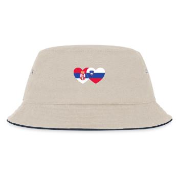 Serbien Slowenien Flagge Herz - Kinder Bucket Hat - Natur/Navy - Vorne