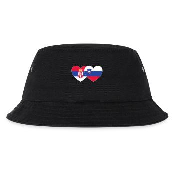 Serbien Slowenien Flagge Herz - Kinder Bucket Hat - Schwarz - Vorne