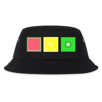 DIGITAL FRUITS - Pixel Melone - Zitrone - Kiwi - Kinder Bucket Hat - Schwarz - Vorne
