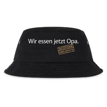 Wir essen jetzt Opa Satzzeichen Grammatik Sprache - Kinder Bucket Hat - Schwarz - Vorne