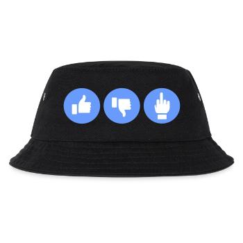 „Gefällt mir“-, „Gefällt mir nicht“- und „Mittelfinger“-Symbole - Kinder Bucket Hat - Schwarz - Vorne