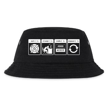 Eat Sleep Code Repeat – Coder Workflow Design - Kinder Bucket Hat - Schwarz - Vorne