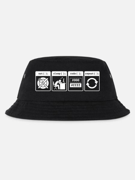 Eat Sleep Code Repeat – Coder Workflow Design - Kids’ Bucket Hat - black