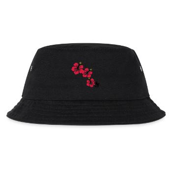 HIBISCUS mit GECKO - Kinder Bucket Hat - Schwarz - Vorne