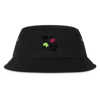 75. Geburtstag - Eulen "na und" - Kinder Bucket Hat - Schwarz - Vorne