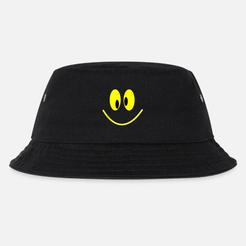 Grinsebacke + - Kinder Bucket Hat - Schwarz