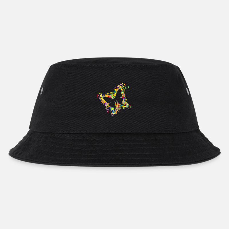 Schmetterling Splash - Kinder Bucket Hat - Schwarz