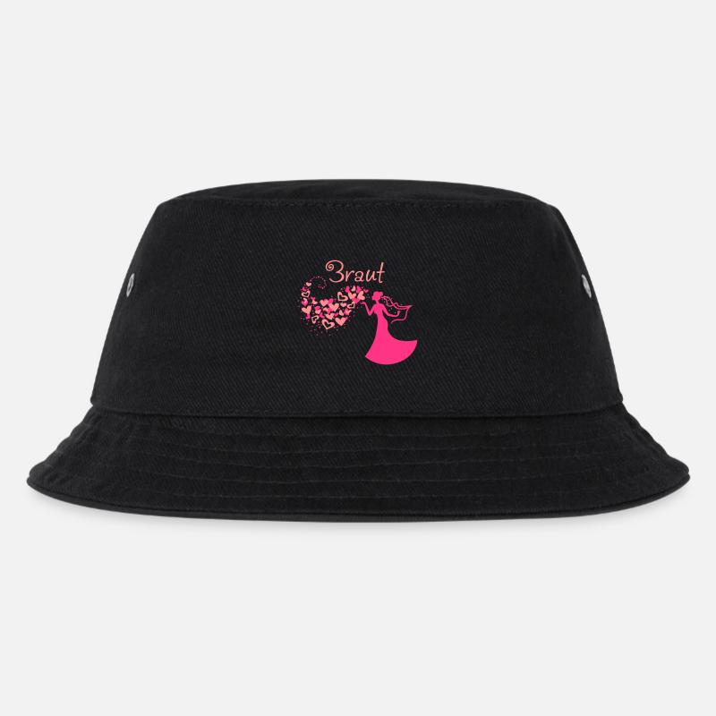 Herzwolken Braut Text - Kinder Bucket Hat - Schwarz