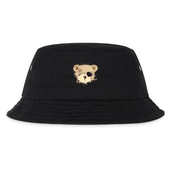 niedliches Piraten Teddy Graffiti mit Augenklappe - Kinder Bucket Hat - Schwarz - Vorne