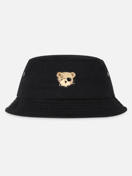 niedliches Piraten Teddy Graffiti mit Augenklappe - Kinder Bucket Hat - Schwarz