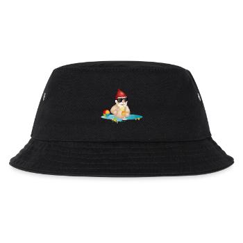 Garden gnome in the swimming pool or sea and drink - Kids’ Bucket Hat - black - Front