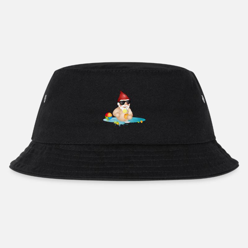 Gartenzwerg im Swimmingpool oder Meer und Getränk - Kinder Bucket Hat - Schwarz
