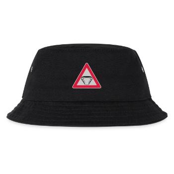 Vorsicht Schild Windel - Kinder Bucket Hat - Schwarz - Vorne