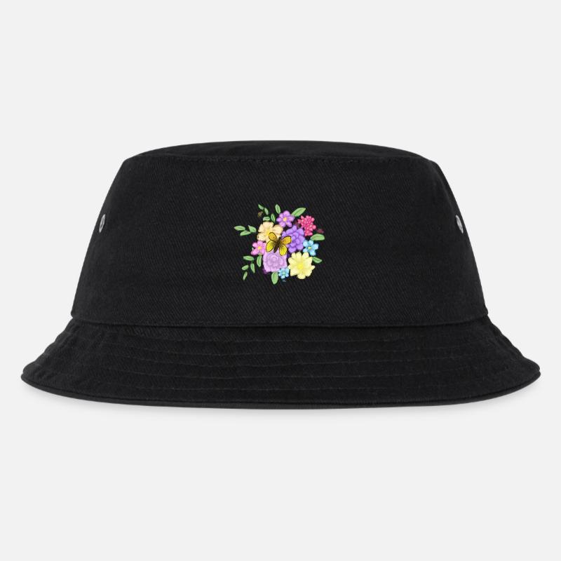 Blumenstrauß - Kinder Bucket Hat - Schwarz