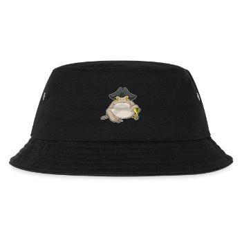 Frosch Pirat Piratenhut - Kinder Bucket Hat - Schwarz - Vorne