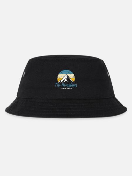 Berg Vintage Retro Sunset Sunrise Spruch Wandern - Kinder Bucket Hat - Schwarz