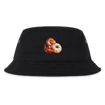 Dino T-Rex Donut Süßigkeit Gebäck - Kinder Bucket Hat - Schwarz - Vorne