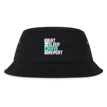 Eat Sleep Rave Repeat Essen Schlafen Raven Spruch - Kinder Bucket Hat - Schwarz - Vorne