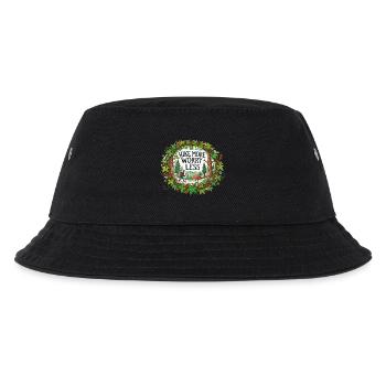 Wandern Sie mehr, machen Sie sich weniger Sorgen - Kinder Bucket Hat - Schwarz - Vorne