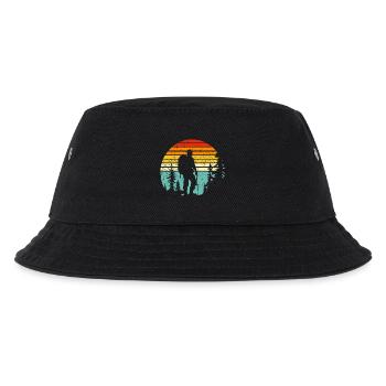 Hiker silhouette at retro bedtime - Kids’ Bucket Hat - black - Front