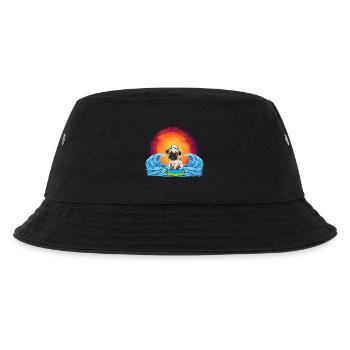 Mops Hund Hunde Seemann Seefahrer maritim Kinder - Kinder Bucket Hat - Schwarz - Vorne