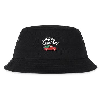 Merry Christmas - Auto mit Weihnachtsbaum - Kinder Bucket Hat - Schwarz - Vorne