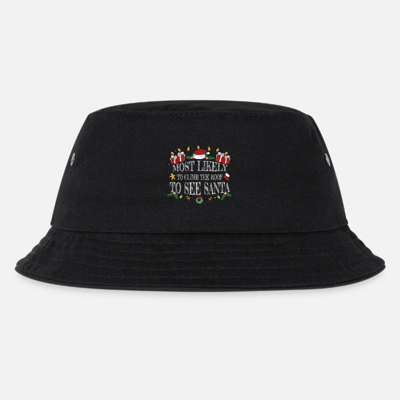 Am ehesten würde man auf das Dach klettern, um den Weihnachtsmann zu sehen - Kinder Bucket Hat - Schwarz