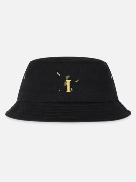 Buchstabe i Goldene Glitzerlibelle - Geschenkidee - Kinder Bucket Hat - Schwarz